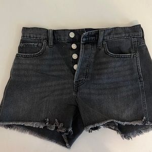 Gap denim black cut off jean high rise, short size 2, 3 inch inseam